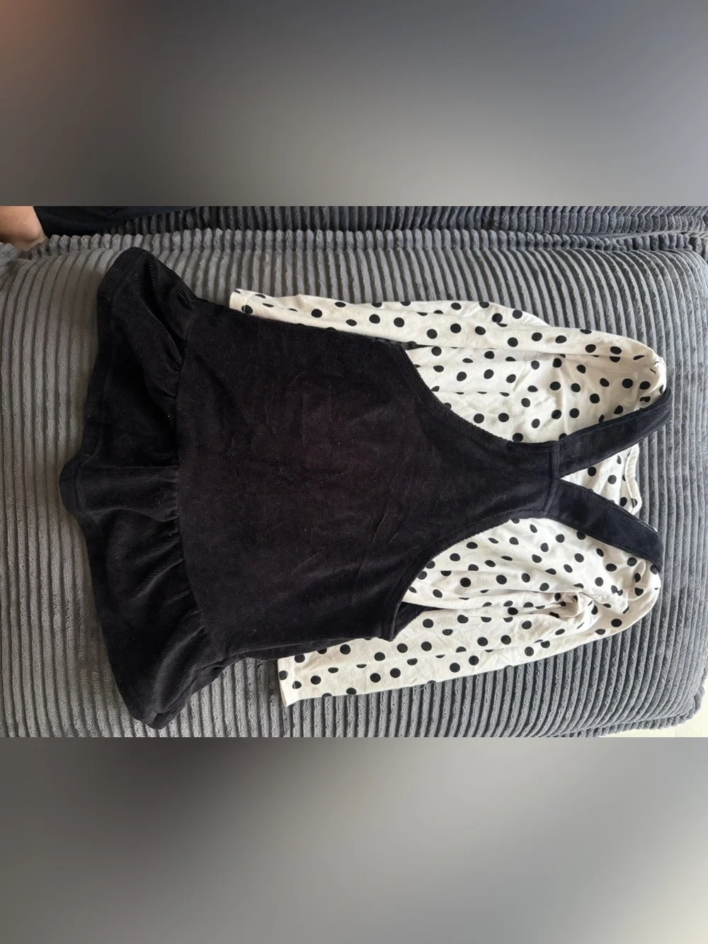 Polka Dot White and Black Girls Dress